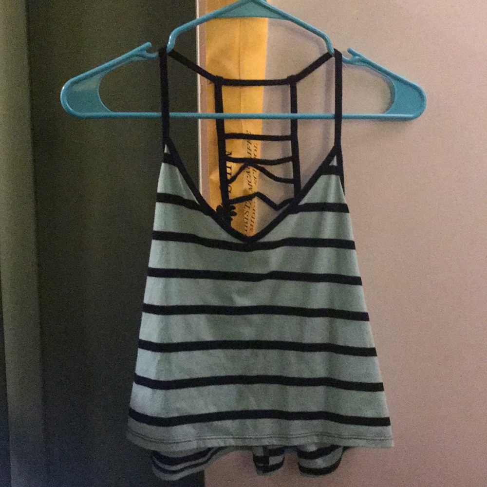 teal and black crop top